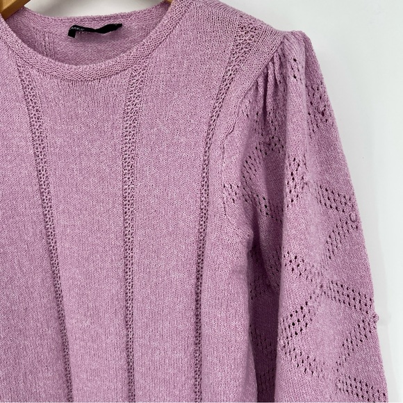 M&S | Size 14 XL Cool Pink Sweater | Textured Knit | Puff Sleeve | Soft - Picture 4 of 15